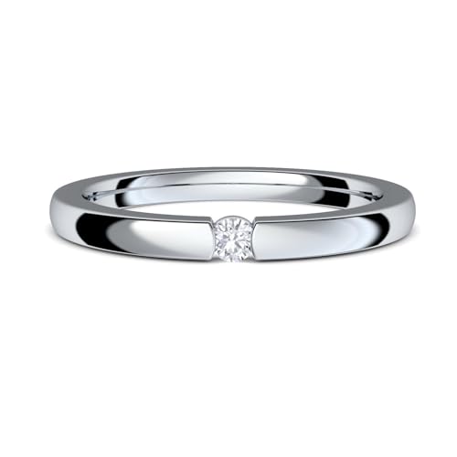 Spannring Verlobungsring von AMOONIC mit Zirkonia Stein INKL. LUXUSETUI+ Silber 925 Ring Zirkonia wie Diamant 925 Heiratsantrag Hochzeit Liebesgeschenke Antrag Geschenke AM195SS925ZIFA60-7 von Amoonìc