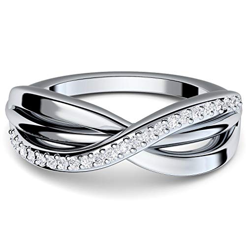 Infinity Ring Silber 925 von Amoonic mit 21 Zirkonia Steinen Ring-Unendlichkeit *Gratis Luxus-Etui Unendlichkeitszeichen Ring unendlich Unendlichkeits Ring Schmuck Damen FF586SS925ZIFA56 von Amoonìc