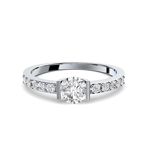 Verlobungsringe mit Zirkonia Stein + LUXUSETUI! Verlobungsring Heiratsantrag Idee Antrag Hochzeit Idee Silberring Ring Silber 925 Zirkonia wie Diamant Diamantring Damenring - FF204 SS925ZIFAZIFA58 von Amoonic