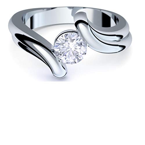 Verlobungsringe mit Zirkonia von AMOONIC mit Zirkonia Stein* +LUXUSETUI+GRAVUR Heiratsantrag Geschenkidee Antrag Hochzeit Idee Silberring Ringe Ring Silber 925 wie Diamant AM36SS925ZIFA50 von Amoonìc