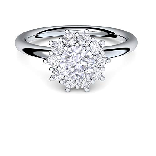 **Verlobungsringe von AMOONIC mit Zirkonia Stein* Silber 925 + LUXUSETUI* Cocktailring moderner Ring Designerring Einkaräter Antrag Silberringe Ring wie Diamant Weißgold AM48SS925ZIFAZIFA52 von Amoonìc