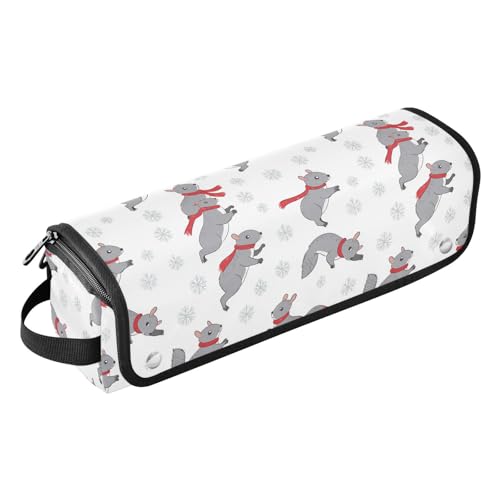 2-in-1-Haar-Werkzeug-Organizer mit Schneeflocken-Muster, Cartoon-Eichhörnchen, mit hitzebeständigem Pad, tragbarer Haarstyling-Werkzeug-Organizer für Glätteisen, Glätteisen, Lockenstäbe, Reisen von Amooorous