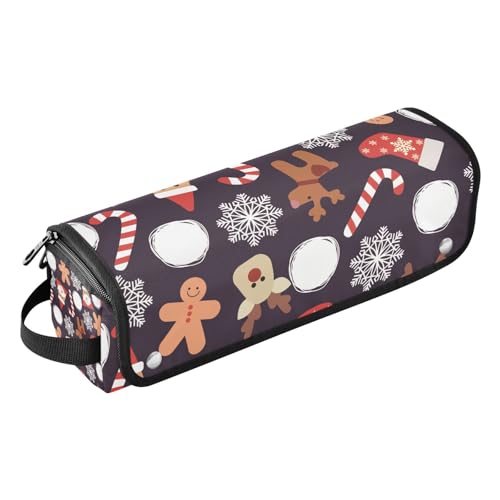 2-in-1-Haar-Werkzeug-Organizer mit hitzebeständigem Pad, doppellagig, Reise-Tragetasche für Glätteisen, heiße Werkzeuge und Haarpflege-Zubehör, Frohe Weihnachten, niedliches von Amooorous