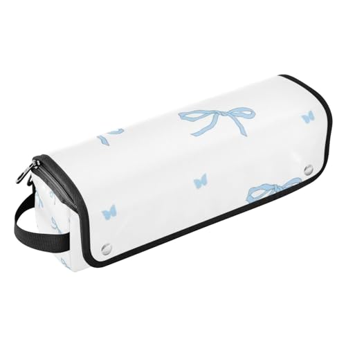 2-in-1-Haar-Werkzeug-Organizer mit hitzebeständiger Matte, Aufbewahrungstasche für Glätteisen, Glätteisen, Lockenstäbe, einfaches und niedliches Reisezubehör mit blauer Schleife, Schlichte und von Amooorous