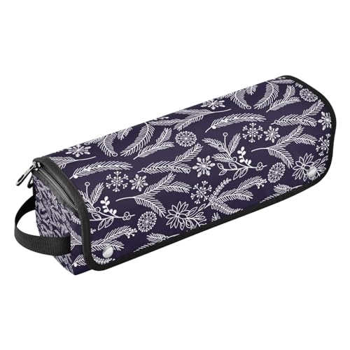 2-in-1-Haar-Werkzeug-Organizer mit hitzebeständiger Matte, großer Glätteisen, Reiseetui für Glätteisen, heiße Werkzeuge und Haarpflege-Zubehör, schwarz-weiß, Weihnachtsblumen-Reisezubehör, von Amooorous