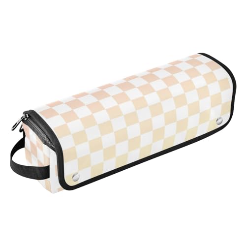 2-in-1 Haar-Werkzeug-Organizer und hitzebeständige Matte mit Reißverschluss, Lockenstab Reisehalter, Aufbewahrungstasche für Glätteisen, heiße Werkzeuge und Haarpflege-Zubehör, Gelb und Pfirsich von Amooorous