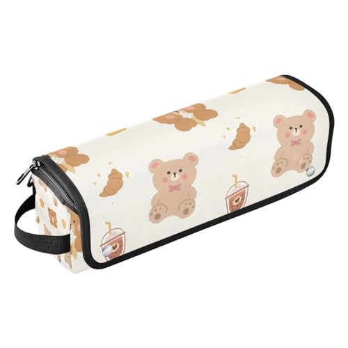 2-in-1 Lockenstab Reisetasche und hitzebeständige Matte mit Reißverschluss, Heizwerkzeuge, Reisetasche, Organizer für Glätteisen, Lockenstäbe, Cartoon-Braunbär, Desserthaus, tragbar, von Amooorous