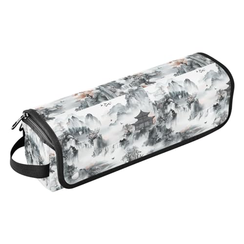 2-in-1-Lockenstab im chinesischen Stil, 2-in-1-Lockenstab-Reiseetui mit hitzebeständigem Pad, tragbare Reise-Tragetasche für Lockenstab Glätteisen, flacher Haartrockner, Damen-Essentials Aufbewahrung von Amooorous