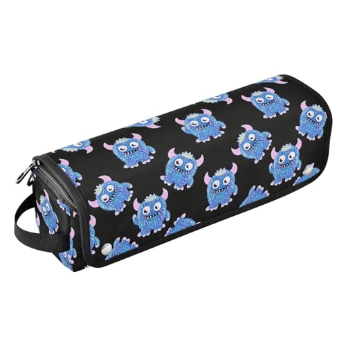 2-in-1 Lockenstab mit künstlichem Glitzer, Cartoon-Monster, Reiseetui mit Eisenmatte, große Kapazität, Haarwerkzeug-Organizer für Lockenstab Glätteisen, flacher Haartrockner, Reisetasche für Damen von Amooorous