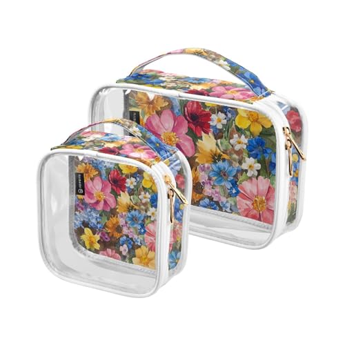 2er Set Multifunktions Herren Kulturbeutel mit bunten und dekorativen Retro Blumen, TSA zugelassen, Almacenamiento Rasierset Blumenölgemälde Ölmalerei mit Bunt, Ölgemälde mit bunten Retro-Blumen, 1 2er Set Multifunktions Herren Kulturbeutel mit bunten und dekorativen Retro Blumen, TSA zugelassen, Almacenamiento Rasierset Blumenölgemälde Ölmalerei mit Bunt, Ölgemälde mit bunten Retro-Blumen, 1 von Amooorous