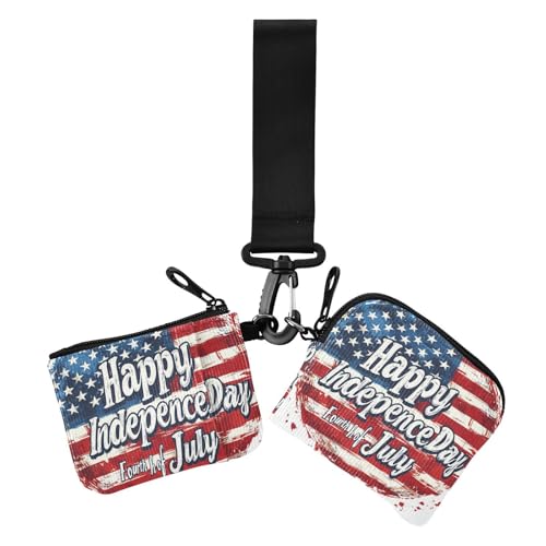 4. Juli Unabhängigkeitstag Flagge rot Damen Kartenetuis Kleingeldhalter Kleingeld Halter Kleine Abnehmbare Kartenetui Geld Organizer mit Reißverschluss Münzfach für Damen 2 Stück, Flagge zum 4. Juli von Amooorous