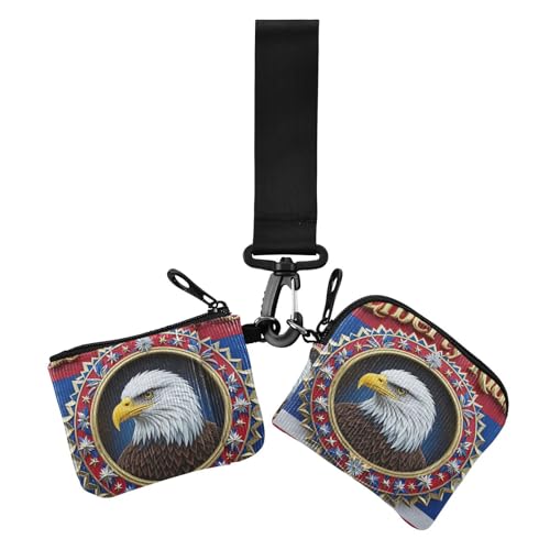 4. Juli Unabhängigkeitstag schwarzer Vogel Liberty Ride Damen Kartenetuis Kleingeldhalter Slim Abnehmbare Kartenetui Geld Organizer mit Armband für Damen 2 Stück, 4. Juli Unabhängigkeitstag Black Bird von Amooorous