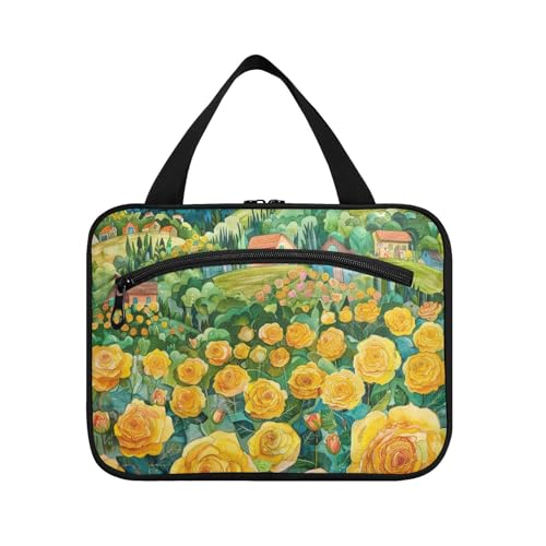 A Field of Yellow Roses Hängetasche, Reisetasche mit Haken zum Aufhängen, Designer-Medizintaschen für Herren, Fitnessstudio, Bolso para maquillaje de Mujer L von Amooorous