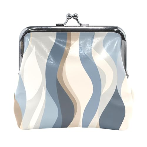 Abstrakte Damen-Geldbörse aus Leder, klein, wasserdicht, Schmuck-Organizer für Damen, Blau / Beige von Amooorous