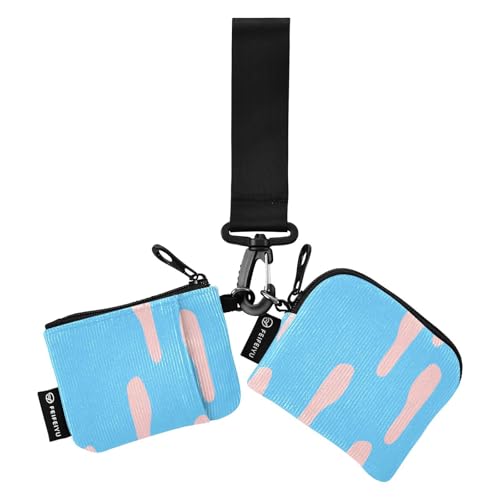 Abstrakte Designlinien in blau und Pfirsich Geldbörsen für Frauen Kartenetui kleine abnehmbare Reißverschluss Cash-Münzfach mit Reißverschluss Münztasche für Frau 2er-Pack, Abstrakte Designlinien in von Amooorous
