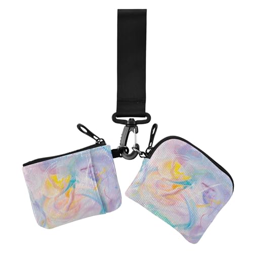 Abstrakte Malerei Damen Münzgeldbörsen Kartenetuis klein abnehmbare Handgelenktasche Schlüsselhalter mit Handgelenkschlaufe für Damen 2 Packungen, Abstrakte Malerei, 1 size, Casual von Amooorous