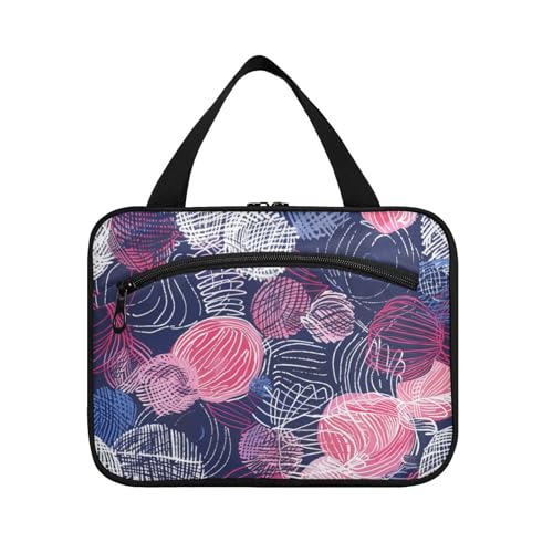 Abstrakter Kulturbeutel aus Wollknäuel zum Aufhängen, für Herren, mit Haken, kompakte Designer-Make-up-Tasche für Damen, Reisen, Toilette, Größe L von Amooorous