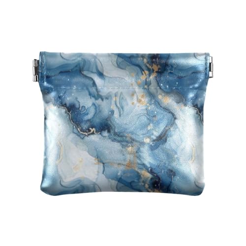 Abstraktes Aquarellgemälde eines blauen und weißen Marmors mit einem abstrakten Design im Stil von Alkoholtinte und beigefarbenen Gold- und Silber-Highlights, flüssige Linien, flüssige Linien, von Amooorous