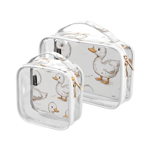 Amooorous 2 Pack Cartoon Nette Ente Weiß klare dekorative kleine Kulturbeutel TSA genehmigt transparente Reise Kosmetiktasche Männer rasieren kit para maquillaje, Cartoon niedlich Ente weiß, 1, Amooorous 2 Pack Cartoon Nette Ente Weiß klare dekorative kleine Kulturbeutel TSA genehmigt transparente Reise Kosmetiktasche Männer rasieren kit para maquillaje, Cartoon niedlich Ente weiß, 1, von Amooorous