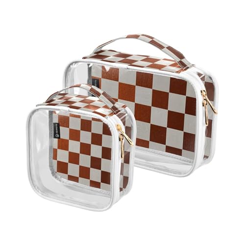 Amooorous 2 Pack Gefälschte Glitzer Schachbrett Quadrate Gold Weiß klare dekorative Kulturbeutel Set TSA zugelassen wasserfeste Reise Kosmetiktasche Männer rasieren kit para maquillaje, Gefälschte Amooorous 2 Pack Gefälschte Glitzer Schachbrett Quadrate Gold Weiß klare dekorative Kulturbeutel Set TSA zugelassen wasserfeste Reise Kosmetiktasche Männer rasieren kit para maquillaje, Gefälschte von Amooorous