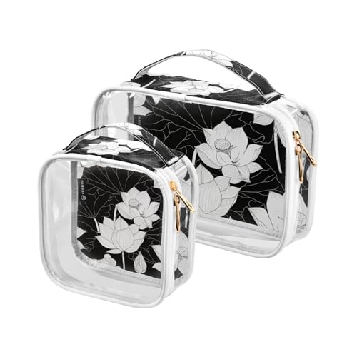 Amooorous 2 Pack Schwarz und Weiß Blume klar dekorative Herren Toilettenartikel Reise TSA genehmigt Multifunktions Make-up Veranstalter Tasche Flughafen Flughafen Konform para maquillaje, Amooorous 2 Pack Schwarz und Weiß Blume klar dekorative Herren Toilettenartikel Reise TSA genehmigt Multifunktions Make-up Veranstalter Tasche Flughafen Flughafen Konform para maquillaje, von Amooorous