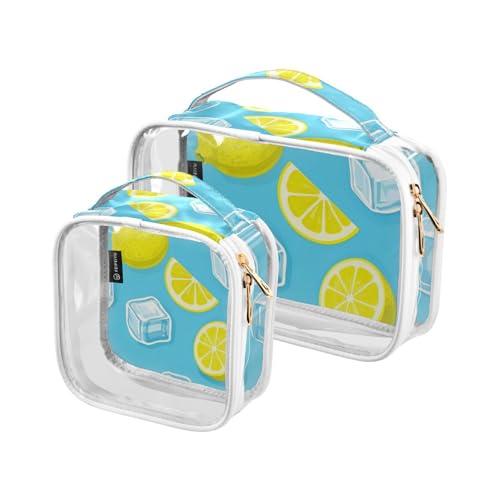 Amooorous 2 Pack Sommer Blau Eis Zitrone klare dekorative Herren Kulturbeutel TSA zugelassen wasserdicht klar Kosmetiktasche Flughafen Flughafen Konform de maquillaje, Sommer blau Eis, Sommer Blue Ice von Amooorous