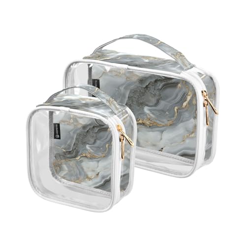 Amooorous 2 Pack Weiß Gold Marmor Textur klare dekorative Herren Kulturbeutel TSA zugelassen wiederverwendbare kleine Make-up Tasche rasieren essentials para maquillaje, Weißgold Marmor Textur, 1 Amooorous 2 Pack Weiß Gold Marmor Textur klare dekorative Herren Kulturbeutel TSA zugelassen wiederverwendbare kleine Make-up Tasche rasieren essentials para maquillaje, Weißgold Marmor Textur, 1 von Amooorous