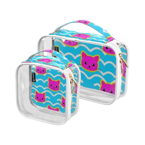 Amooorous 2 Pack Welle Muster Cartoon Katze Magenta klare dekorative Kulturbeutel hängen Tasche TSA genehmigt multifunktionale Reise Make-up Taschen Männer rasieren kit para maquillaje, wellenmuster, Amooorous 2 Pack Welle Muster Cartoon Katze Magenta klare dekorative Kulturbeutel hängen Tasche TSA genehmigt multifunktionale Reise Make-up Taschen Männer rasieren kit para maquillaje, wellenmuster, von Amooorous