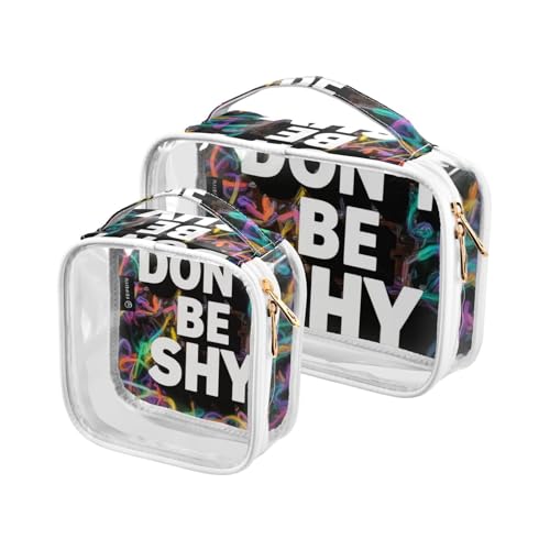 Amooorous 2 Stück "Don't Be Shy" transparente dekorative Reise-Kulturbeutel, TSA-zugelassen, tragbare Kosmetiktaschen für Damen, Flughafen, Fluggesellschaften, konform de maquillaje para, Seien Sie Amooorous 2 Stück "Don't Be Shy" transparente dekorative Reise-Kulturbeutel, TSA-zugelassen, tragbare Kosmetiktaschen für Damen, Flughafen, Fluggesellschaften, konform de maquillaje para, Seien Sie von Amooorous