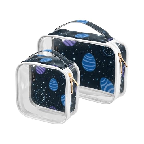 Amooorous 2 Stück Oster-Universum Sternenei schwarz transparent dekorative Kulturtasche Herren TSA-genehmigte wasserabweisende Make-up-Tasche Reise Herren Rasierset de maquillaje para, Osteruniversum von Amooorous