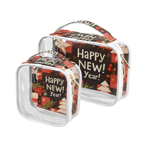 Amooorous 2 Stück Weihnachten rot kariert transparent dekorative Make-up-Taschen für Frauen TSA-zugelassen multifunktionale transparente Kosmetiktasche Reise Essential de maquillaje para, von Amooorous