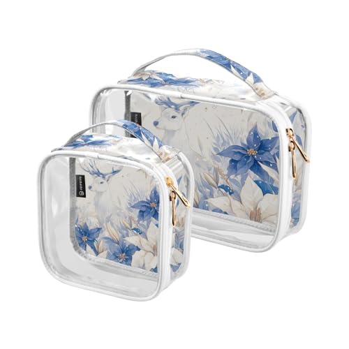 Amooorous 2 Stück blau weiß dekorative Kulturbeutel mit weihnachtlichem Elchmotiv transparent zum Aufhängen TSA zugelassen Multifunktionale Kosmetiktasche Herren Kosmetiktasche Set, Weihnachtselch Amooorous 2 Stück blau weiß dekorative Kulturbeutel mit weihnachtlichem Elchmotiv transparent zum Aufhängen TSA zugelassen Multifunktionale Kosmetiktasche Herren Kosmetiktasche Set, Weihnachtselch von Amooorous