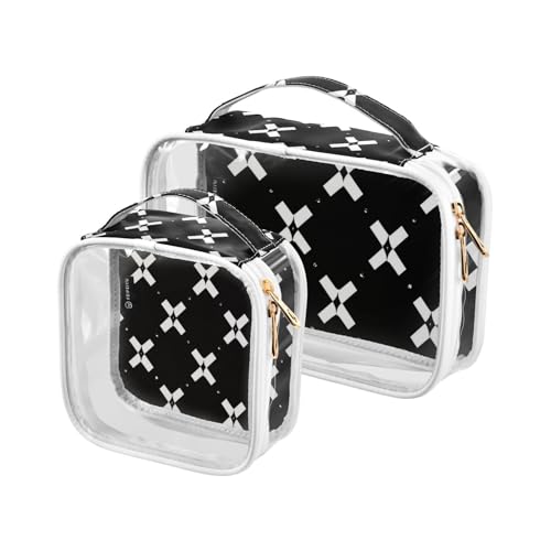 Amooorous 2 Stück schwarze und weiße karierte transparente dekorative große Kulturbeutel für Damen, TSA-geprüft, wasserabweisend, große Kosmetiktasche, Rasierset für Herren, Para Maquillaje, Amooorous 2 Stück schwarze und weiße karierte transparente dekorative große Kulturbeutel für Damen, TSA-geprüft, wasserabweisend, große Kosmetiktasche, Rasierset für Herren, Para Maquillaje, von Amooorous