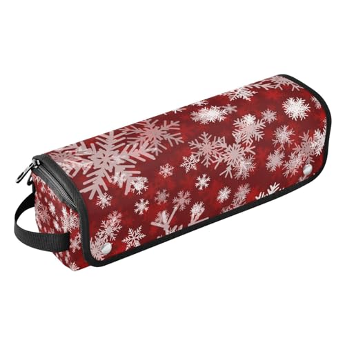Amooorous 2-in-1-Haar-Werkzeug-Organizer mit Eisenmatte, wasserdicht, flacher Lockenstab, Reise-Organizer für Lockenstab Glätteisen, flacher Haartrockner, Rot, Weihnachten, Schnee, Weihnachten, Damen, von Amooorous