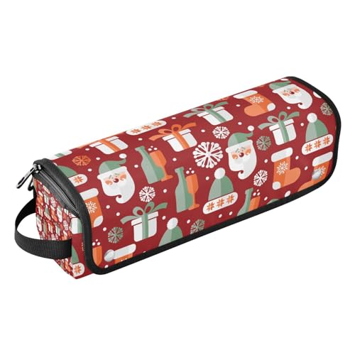 Amooorous 2-in-1-Haar-Werkzeug-Organizer und hitzebeständige Matte, doppellagige Reise-Tragetasche für Glätteisen, Glätteisen, Lockenstäbe, Frohe Weihnachten, Schneeflocke, rote Socken, tragbarer von Amooorous