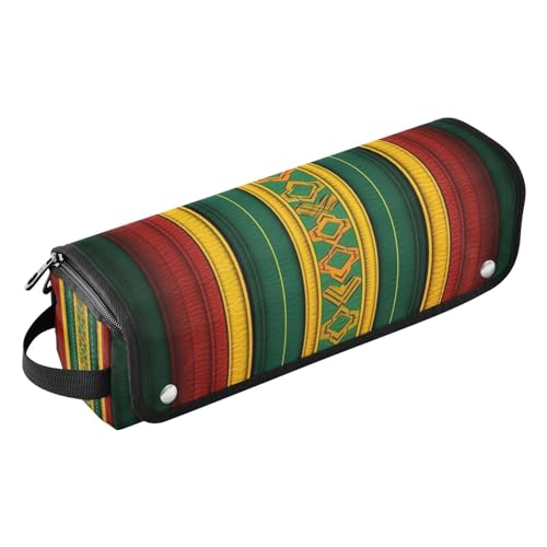 Amooorous 2-in-1-Haar-Werkzeug-Organizer und hitzebeständige Matte mit Reißverschluss, große Kapazität, Glätteisen, Organizer für Lockenstab Glätteisen, flacher Haartrockner, rote und gelbe ethnische von Amooorous