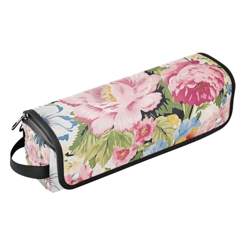 Amooorous 2-in-1-Haar-Werkzeug-Organizer und hitzebeständige Matte mit Reißverschluss, wasserdicht, tragbar, offen, flach, Reisetasche für Lockenstab Glätteisen, flacher Haartrockner, bunte von Amooorous