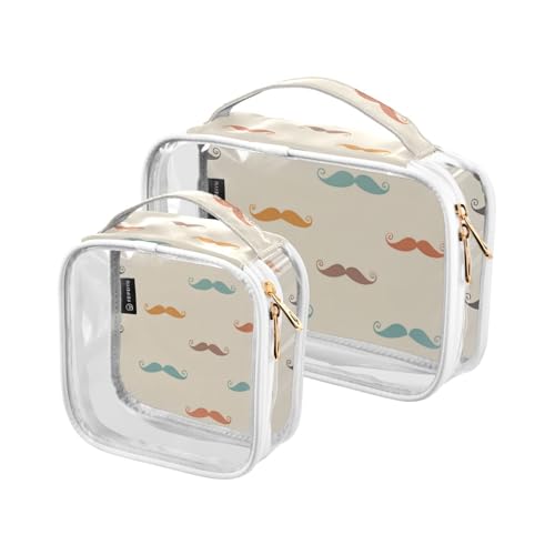 Amooorous 2er Pack Boho Einfacher Stil Schnurrbart Transparent dekorative Reisekosmetik-Set TSA genehmigt Transparent Große Kosmetiktasche Herren Rasierset Paar maquillaje, Schnurrbart im einfachen, Amooorous 2er Pack Boho Einfacher Stil Schnurrbart Transparent dekorative Reisekosmetik-Set TSA genehmigt Transparent Große Kosmetiktasche Herren Rasierset Paar maquillaje, Schnurrbart im einfachen, von Amooorous