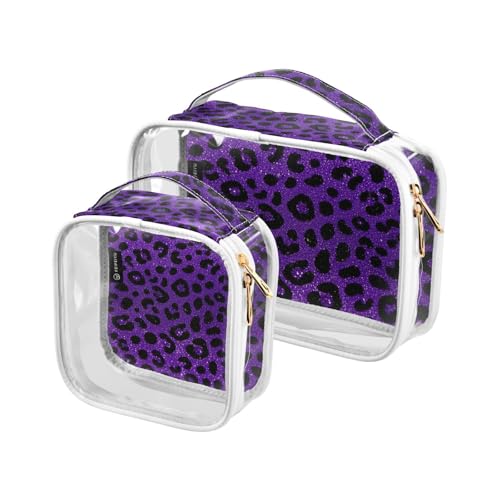 Amooorous 2er-Pack Fälschung Glitzer Leopardendruck lila klar dekorative Reise-Toilettenartikel Kit TSA genehmigt multifunktionale Reise-Make-up-Tasche Rasierkit für Männer de maquillaje, Falsche Amooorous 2er-Pack Fälschung Glitzer Leopardendruck lila klar dekorative Reise-Toilettenartikel Kit TSA genehmigt multifunktionale Reise-Make-up-Tasche Rasierkit für Männer de maquillaje, Falsche von Amooorous