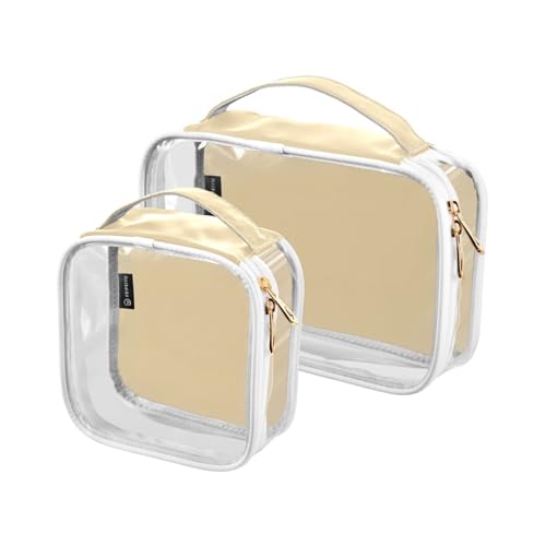 Amooorous 2er Pack Mokassins Uni Reine Glatt Pfirsich transparent dekorative Reisetasche Kosmetiktasche TSA genehmigt Multifunktions Transparent Make-Up Tasche Herren Set, Mokassins Uni Reine glatte von Amooorous
