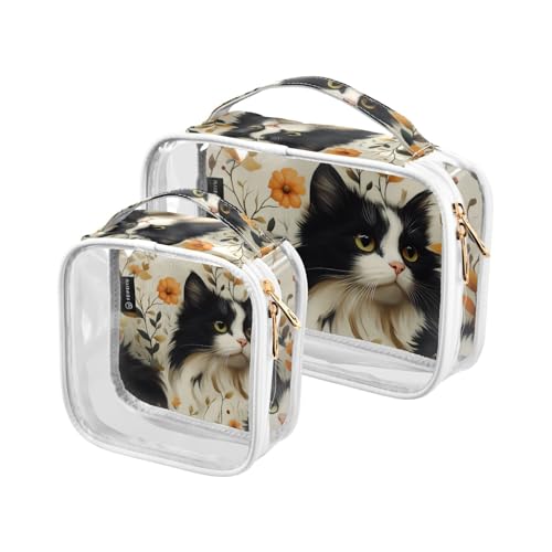 Amooorous 2er Pack Schicke Norweger Personalisierte Katze Weiß Transparent Deko Kulturbeutel für Frauen Reise TSA genehmigt Transparent Taschen für Frauen Herren Set, Elegante Norwegische Katze Amooorous 2er Pack Schicke Norweger Personalisierte Katze Weiß Transparent Deko Kulturbeutel für Frauen Reise TSA genehmigt Transparent Taschen für Frauen Herren Set, Elegante Norwegische Katze von Amooorous