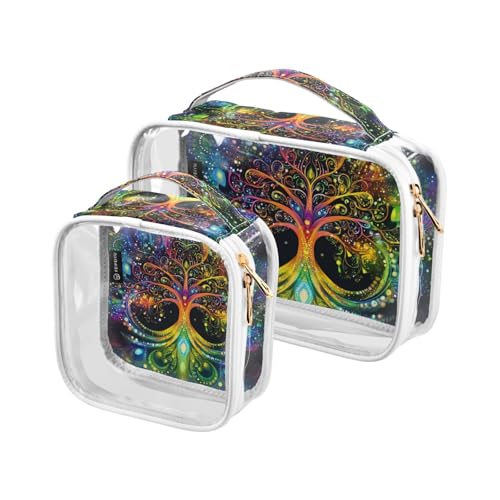 Amooorous 2er-Pack geheimnisvoll bunte klare dekorative Herren Kulturbeutel für Reisen TSA genehmigt transparente Reise-Make-up-Tasche Rasur Notwendigkeiten maquillaje, Mysteriöse bunt, 1 Größe, von Amooorous