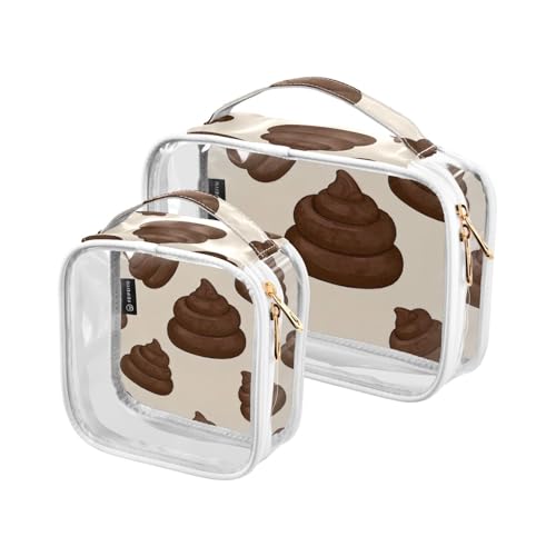 Amooorous 2er Pack niedliche Cartoon Hund beige transparent dekorative Reise-Kosmetikset TSA genehmigt wasserdicht Make-up Organizer Tasche Rasur Bolsa de, Cartoon Hund beige, 1 size von Amooorous