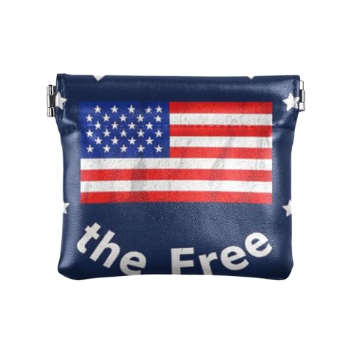 Amooorous 4. Juli Unabhängigkeitstag Land of Free rote amerikanische Flagge Frauen Leder Münzgeldbörse tragbare Mini-Kosmetiktasche für Damen, 4. Juli Unabhängigkeitstag Land der freien roten von Amooorous