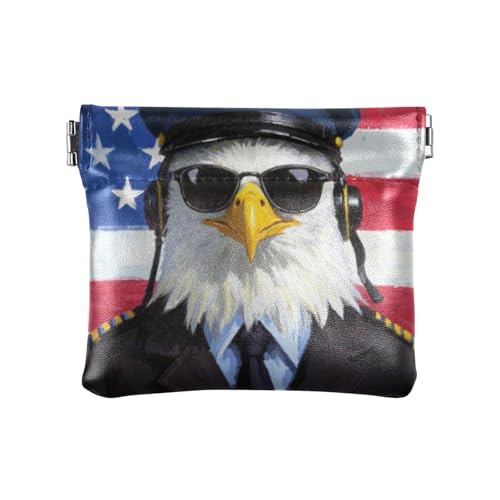 Amooorous 4. Juli Unabhängigkeitstag schwarzer Vogel Damen Herren Leder Münzgeldbörsen ausgefallene Mini-Kartenhalter Geldbörse für Männer Frauen Reisen, 4. Juli Unabhängigkeitstag schwarzer Vogel, 1 von Amooorous