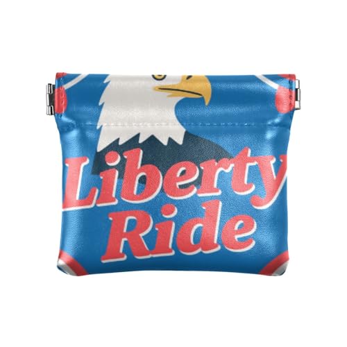 Amooorous 4. Juli Unabhängigkeitstag schwarzer Vogel Liberty Ride Damen Herren Leder Münzgeldbörsen ausgefallener Schmuck für Männer Frauen Reisen, 4. Juli Independence Day Black Bird Liberty Ride, 1 von Amooorous