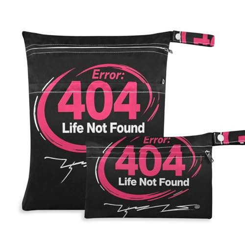 Amooorous 404 Error Life Not Found Rock Style wasserdichte nasse Badeanzug-Tasche, 2 Stück, Wickeltasche, wesentliche Gegenstände mit Griffen für Baby-Windeln, Reisen von Amooorous