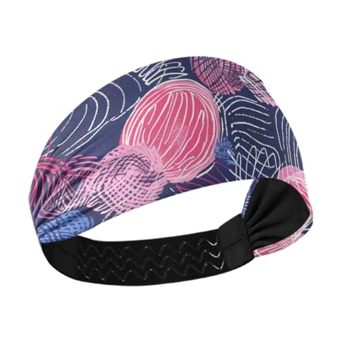 Amooorous Abstrakter Wollknäuel, feuchtigkeitsableitend, breite Stirnbänder für Damen, elastische Schweißbänder für Damen, Basketball, Tennis, Laufen, Vinchas, Para el Cabello de Mujer von Amooorous