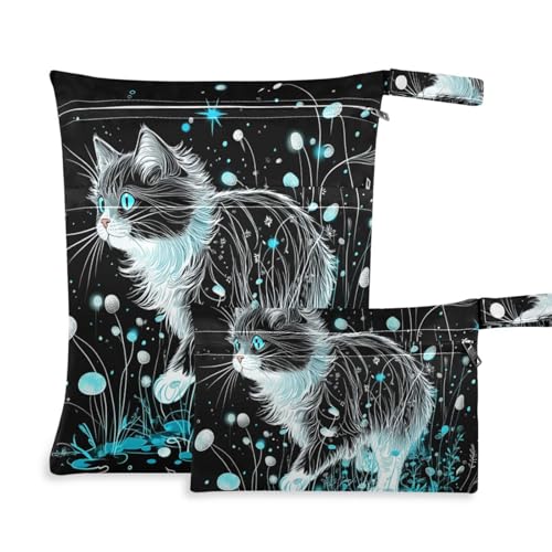 Amooorous Art Ragdoll Cat wiederverwendbare nasse Wickeltasche, 2 Stück, Nassbeutel für Badeanzug mit Griffen für Strand, Kindertagesstätte von Amooorous