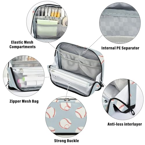 Amooorous Baseball-Bleistift-Aufbewahrungstasche, großes Fassungsvermögen, multifunktional, Schreibwaren-Organizer für Erwachsene, elementar, Bolsa para herramientas von Amooorous